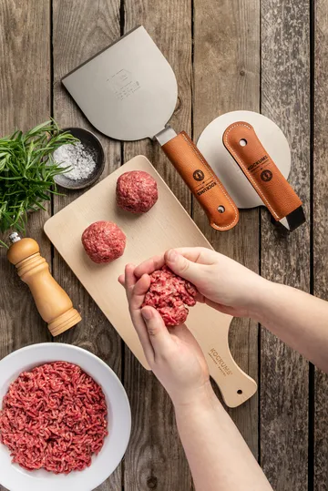 Hampurilaispihvipuristin grillilastalla - Nahkakädensijalla - Kockums Jernverk