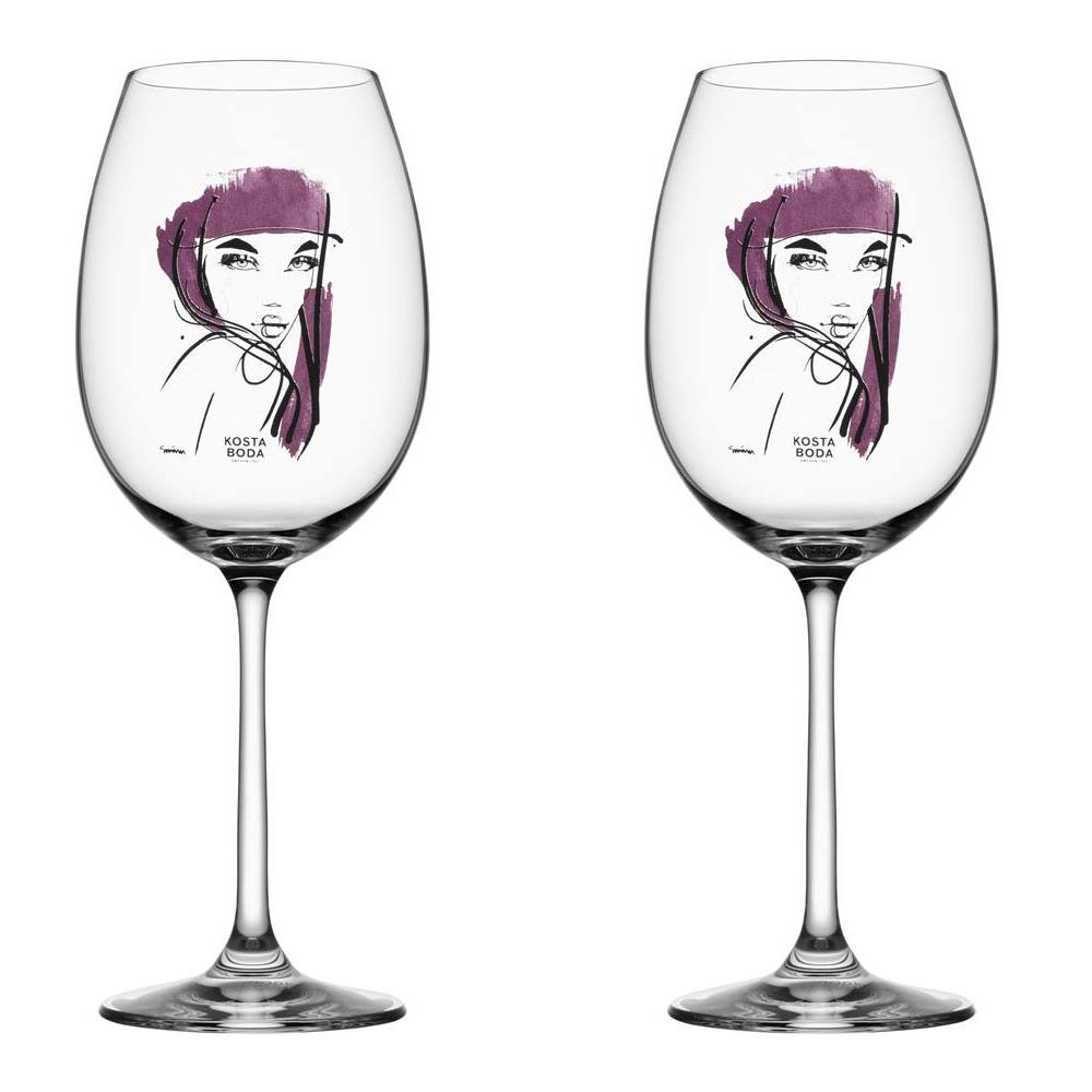 Kosta Boda All about you viinilasi 2-pakkaus purppuranpunainen
