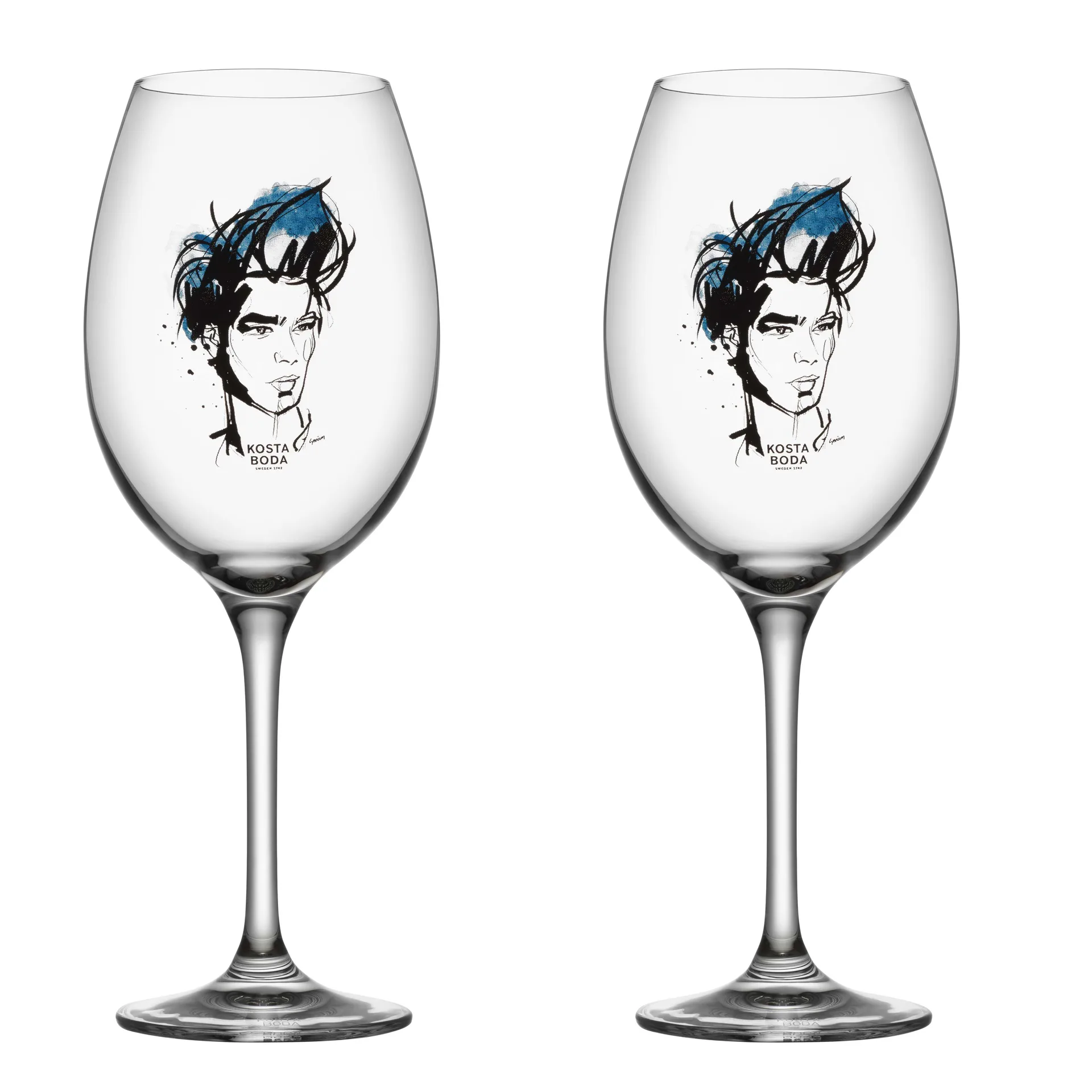 All about you viinilasi 52 cl 2-pakkaus, Miss him (sininen) Kosta Boda