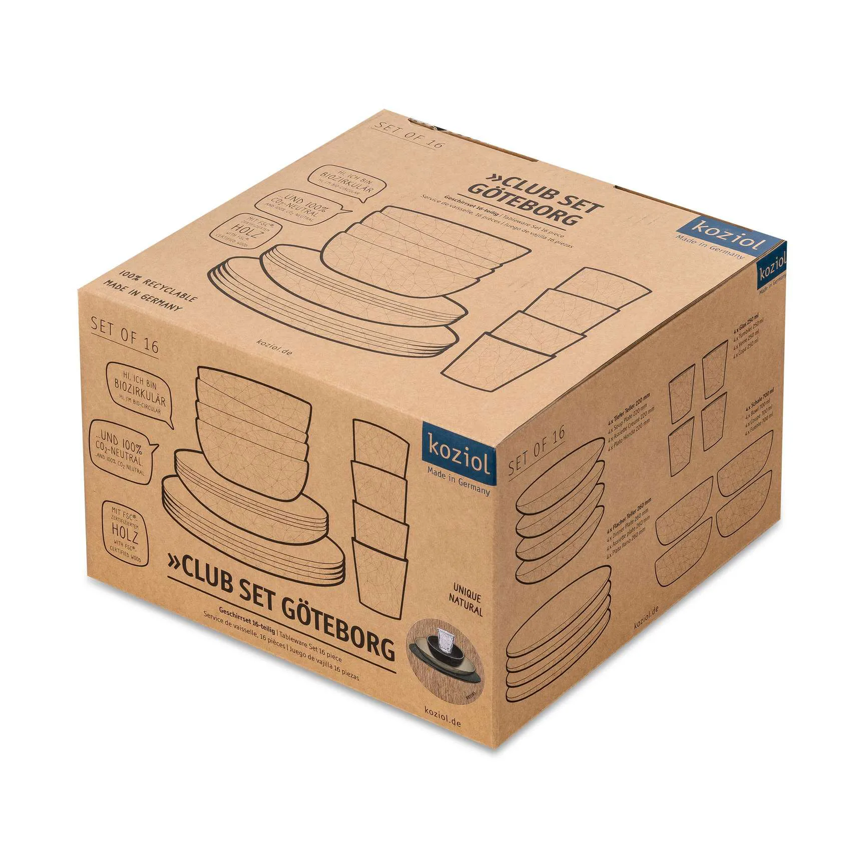 Club Göteborg-serviisi 16 osaa biocirk-termoplastia, Monivärinen Koziol