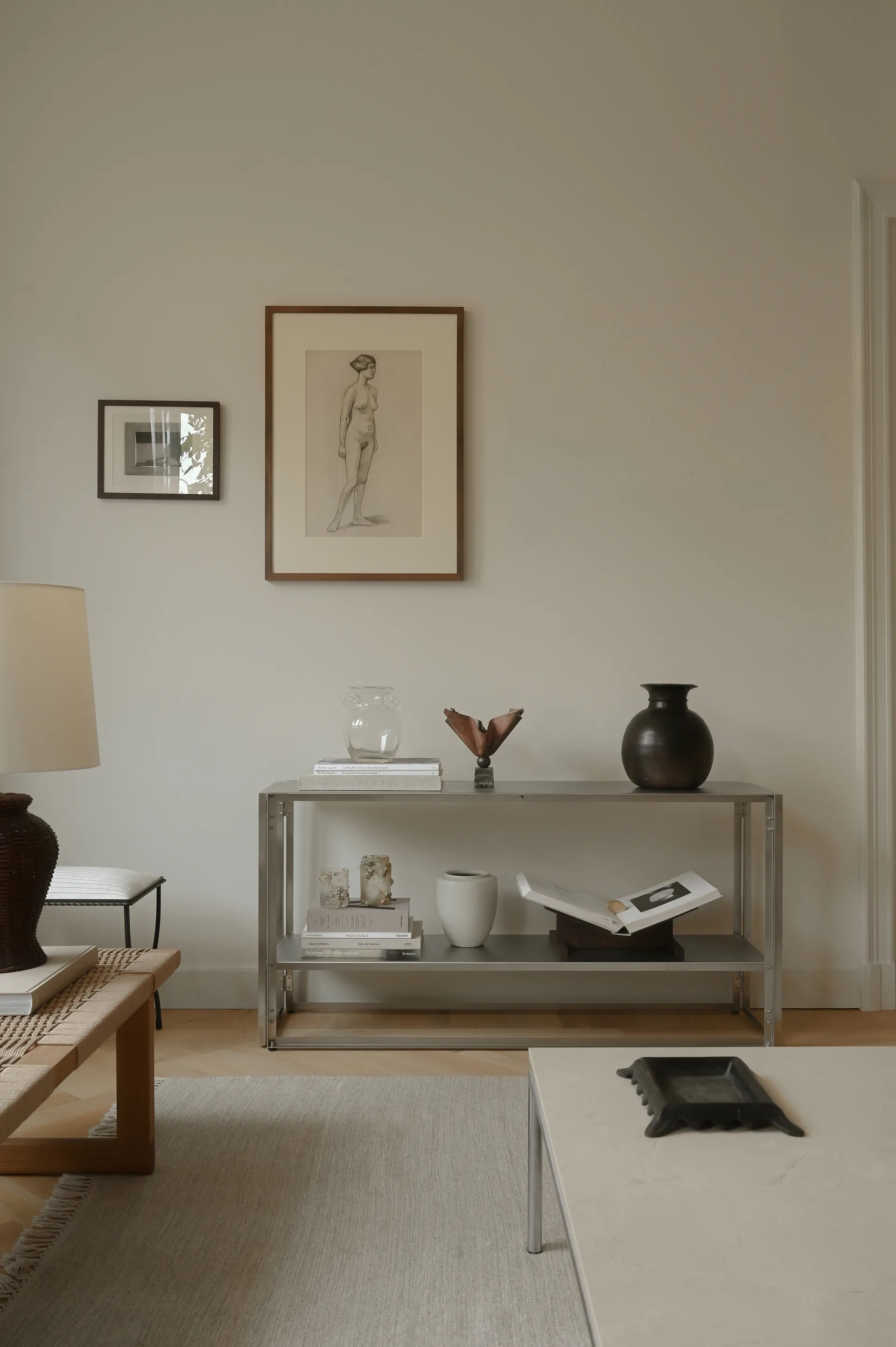 Taitettava konsoli 124×60 cm, Harjattu ruostumaton teräs Kristina Dam Studio