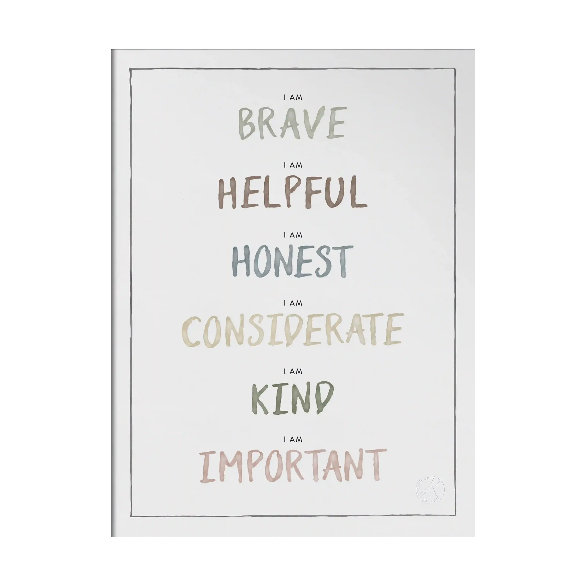 I am juliste 30x40 cm, Dusty pastel Kunskapstavlan®