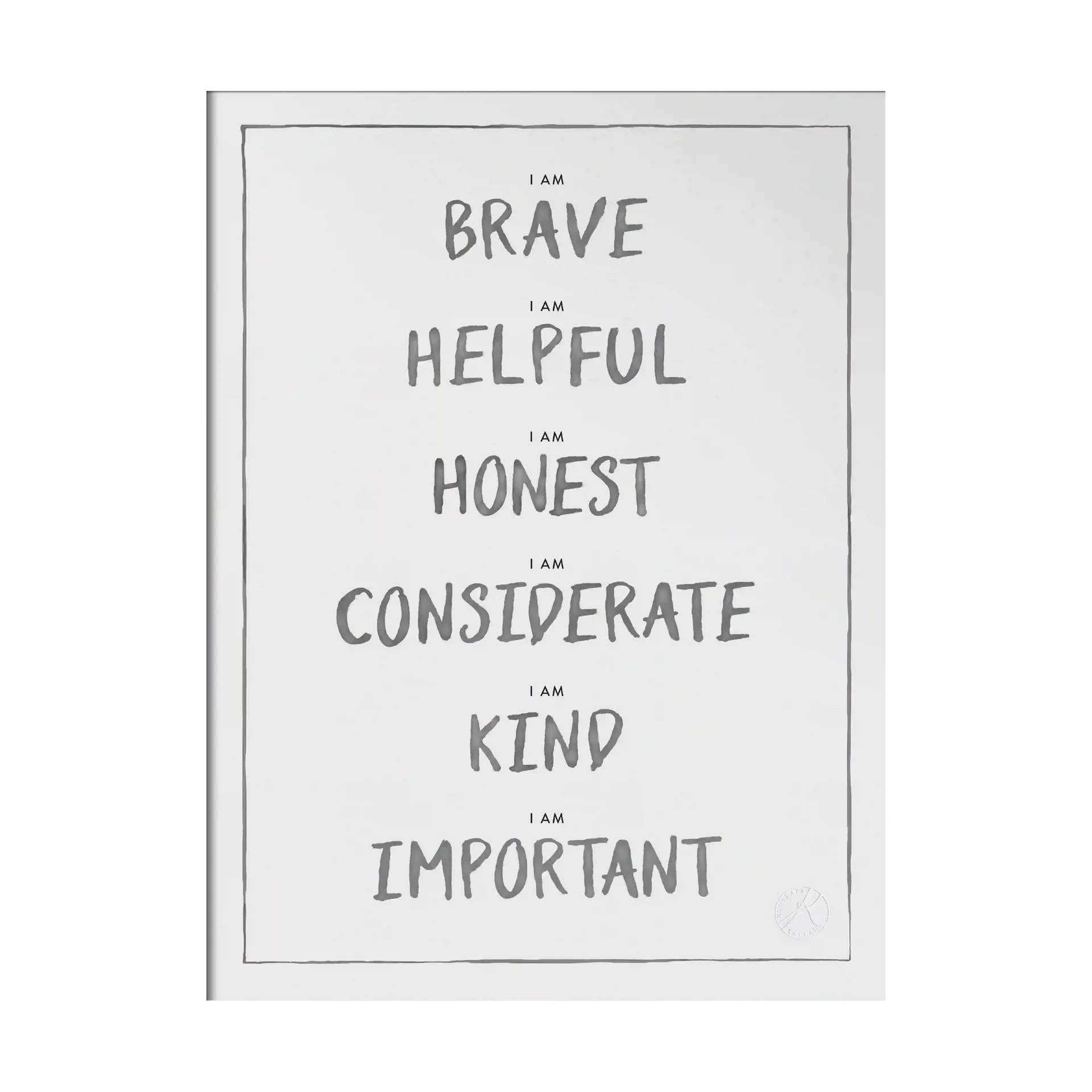 I am juliste 30x40 cm, Tummanharmaa Kunskapstavlan®