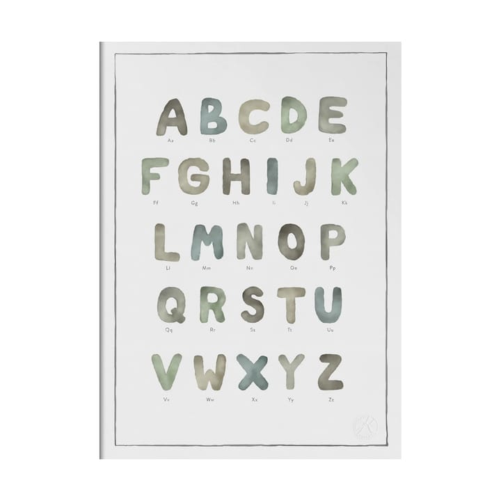 The alphabet watercolour juliste - 30x40 cm - Kunskapstavlan®