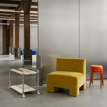 Tension rullavaunu - Kromi beige nahkamatto - Lammhults