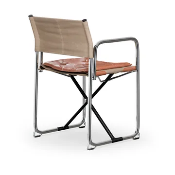 X75-2 käsinojatuoli - Pellavakangas luonnonvärinen-Elmo Nordic leather Cognac-kromatut jalat - Lammhults