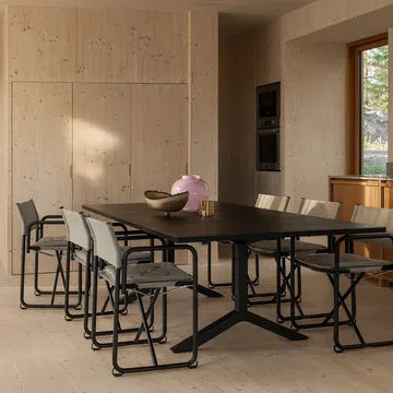 X75-2 käsinojatuoli - Pellavakangas natural-Elmo Nordic leather Cognac-mustat jalat - Lammhults