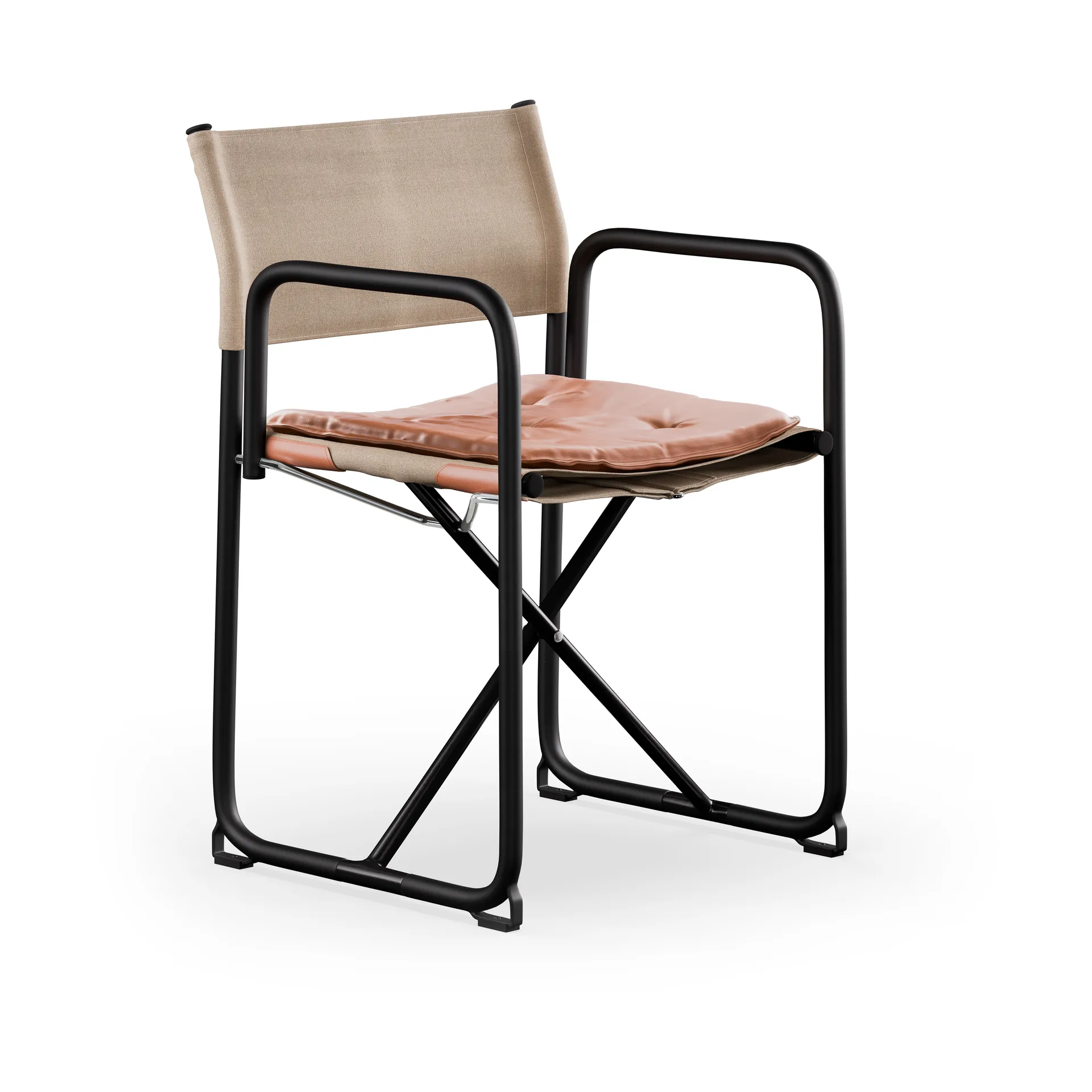 X75-2 käsinojatuoli, Pellavakangas natural-Elmo Nordic leather Cognac-mustat jalat Lammhults