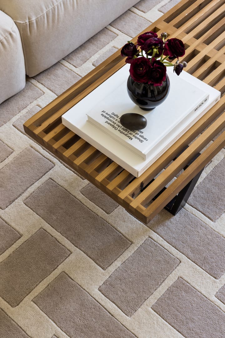 60S Geo Basket Weave -villamatto, Oatmeal, 300 x 400 cm Layered