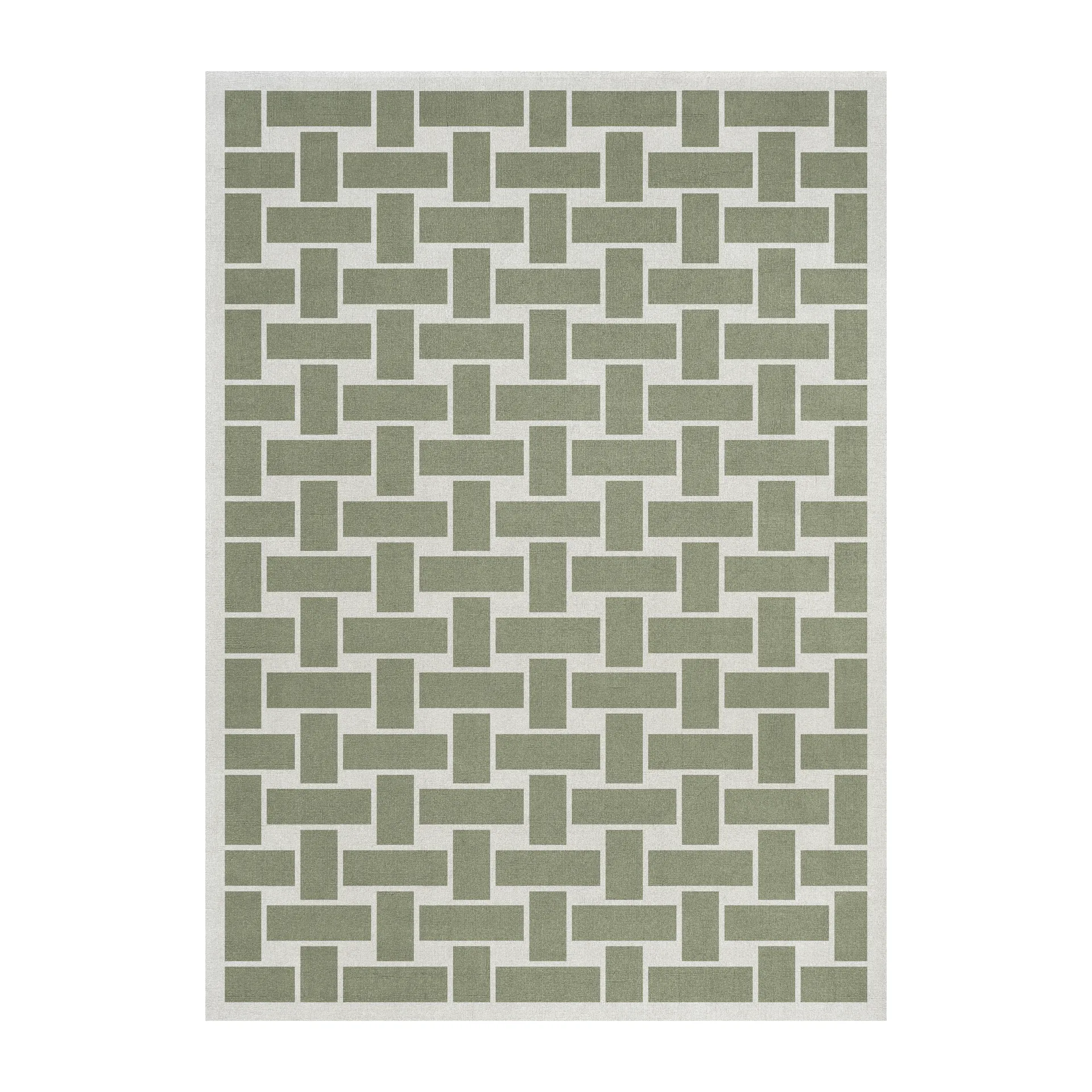 60S Geo Basket Weave -villamatto, Olive, 180 x 270 cm Layered