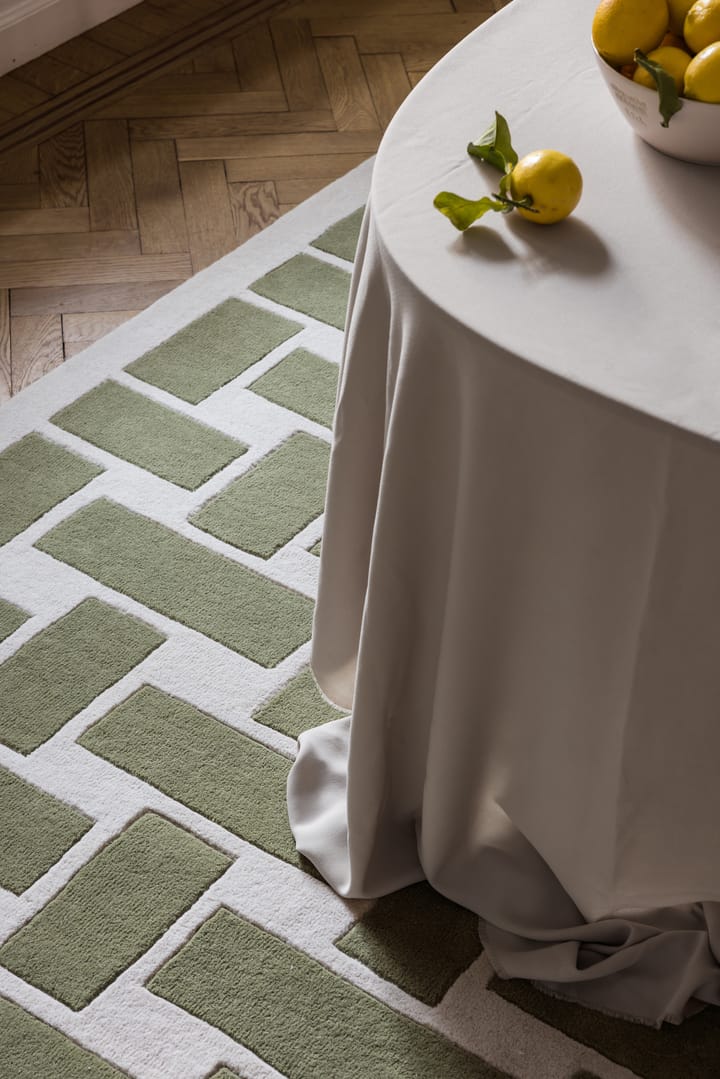 60S Geo Basket Weave -villamatto - Olive, 180 x 270 cm - Layered