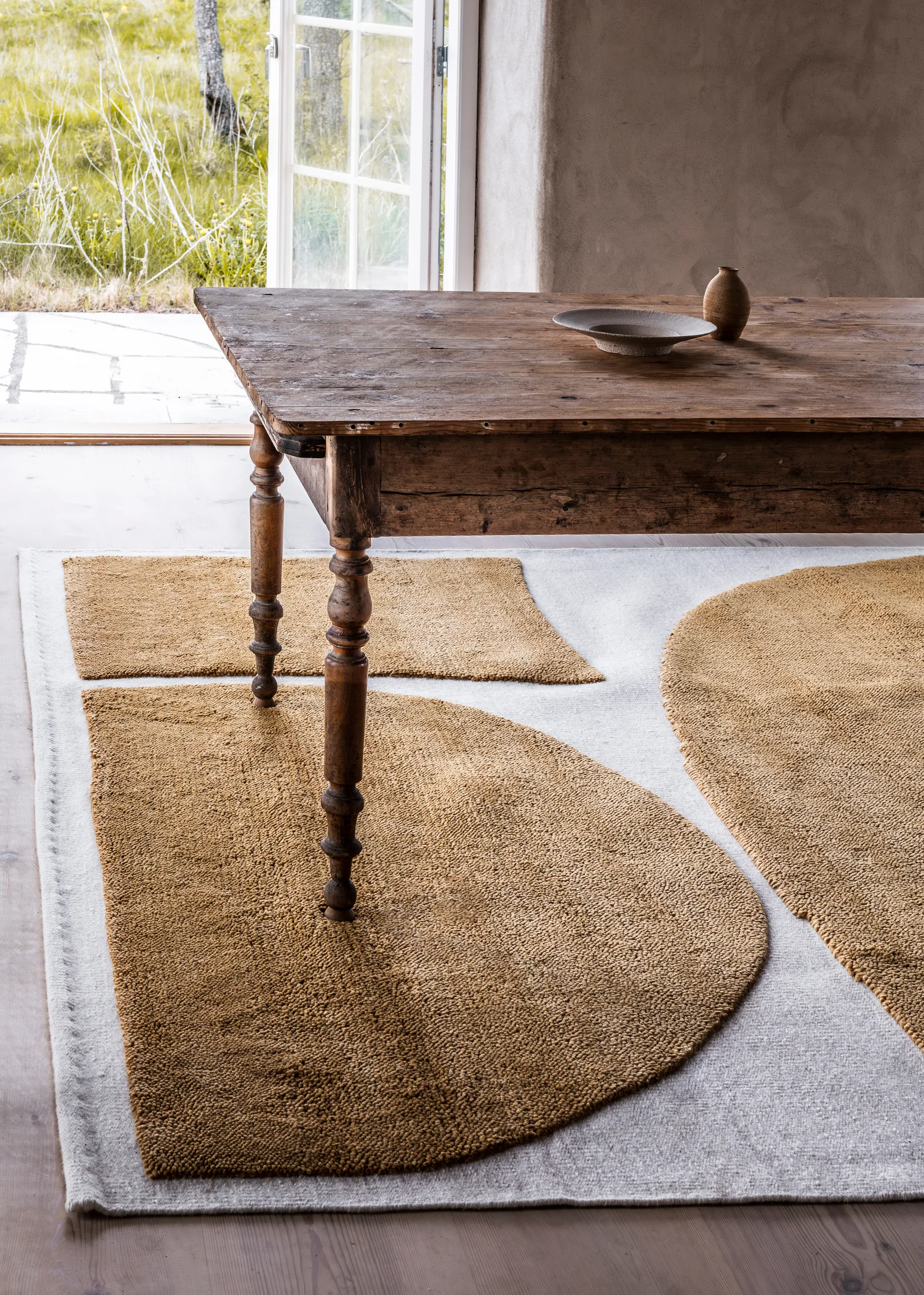 Gotland Rauk villamatto, Sunflower yellow 180x270 cm Layered