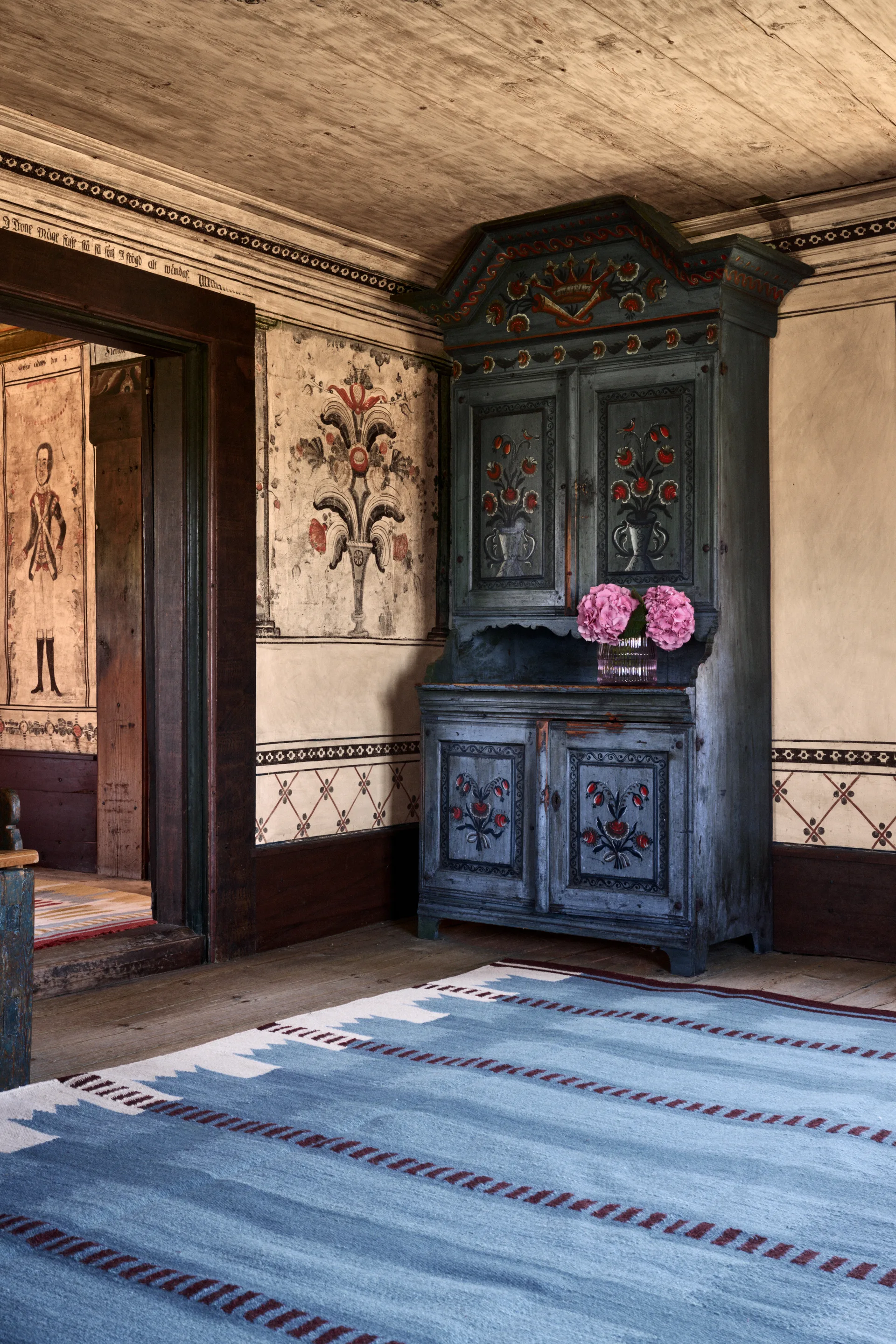 Röllakan Iris villamatto, Petrol, 200x300 cm Layered