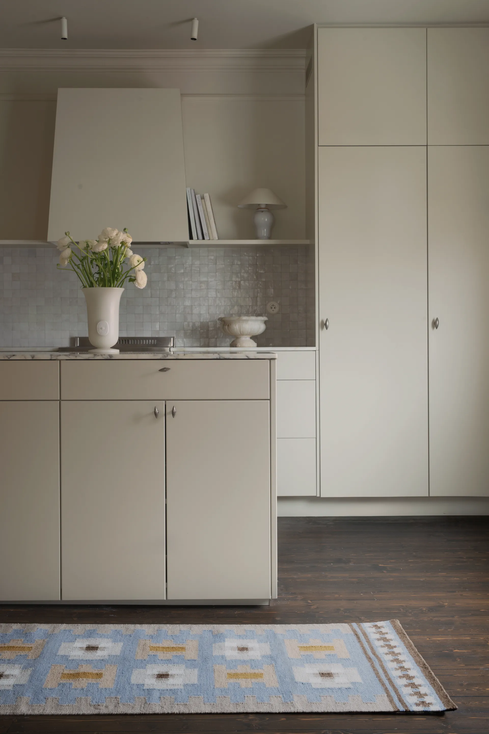 Röllakan Selma villamatto, Dove, 80x300 cm Layered