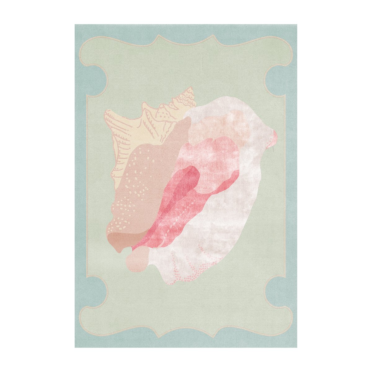Layered Shell kuvioitu villamatto Blue, pink, 250 x 350 cm
