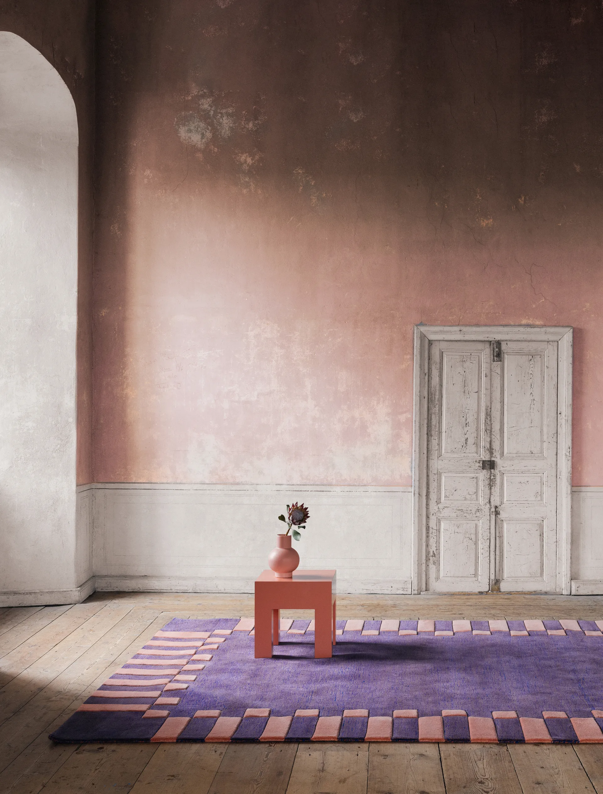 Teklan frame villamatto, Cobalt salmon, 250x350 cm Layered