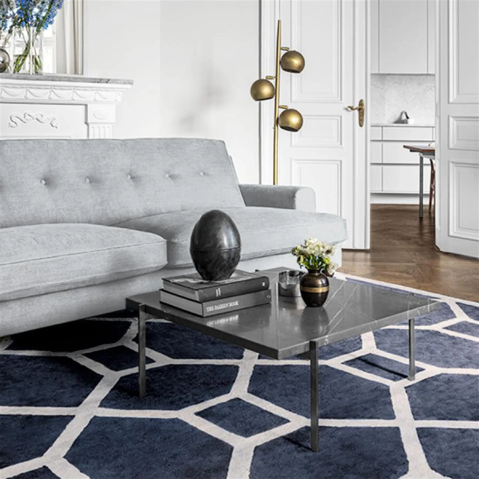 Viskoosi entrance matto, 160 x 250 cm, midnight blue (sininen) Layered