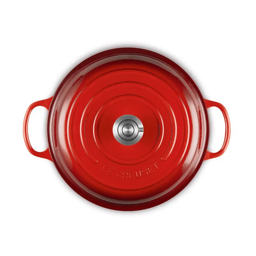Le Creuset Classic valurauta buffeekasari lasikannella, Kirsikanpunainen, 3,5 l Le Creuset