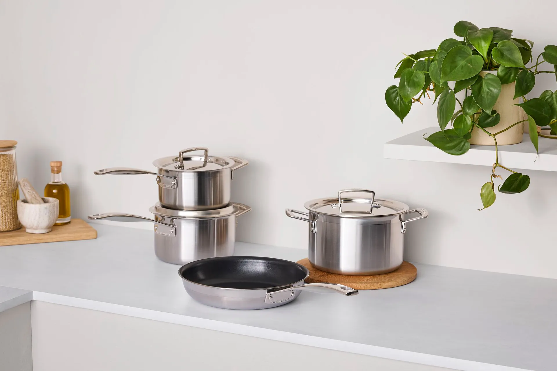 Le Creuset kattila- ja paistinpannusetti, Ruostumaton teräs, 4 osaa Le Creuset