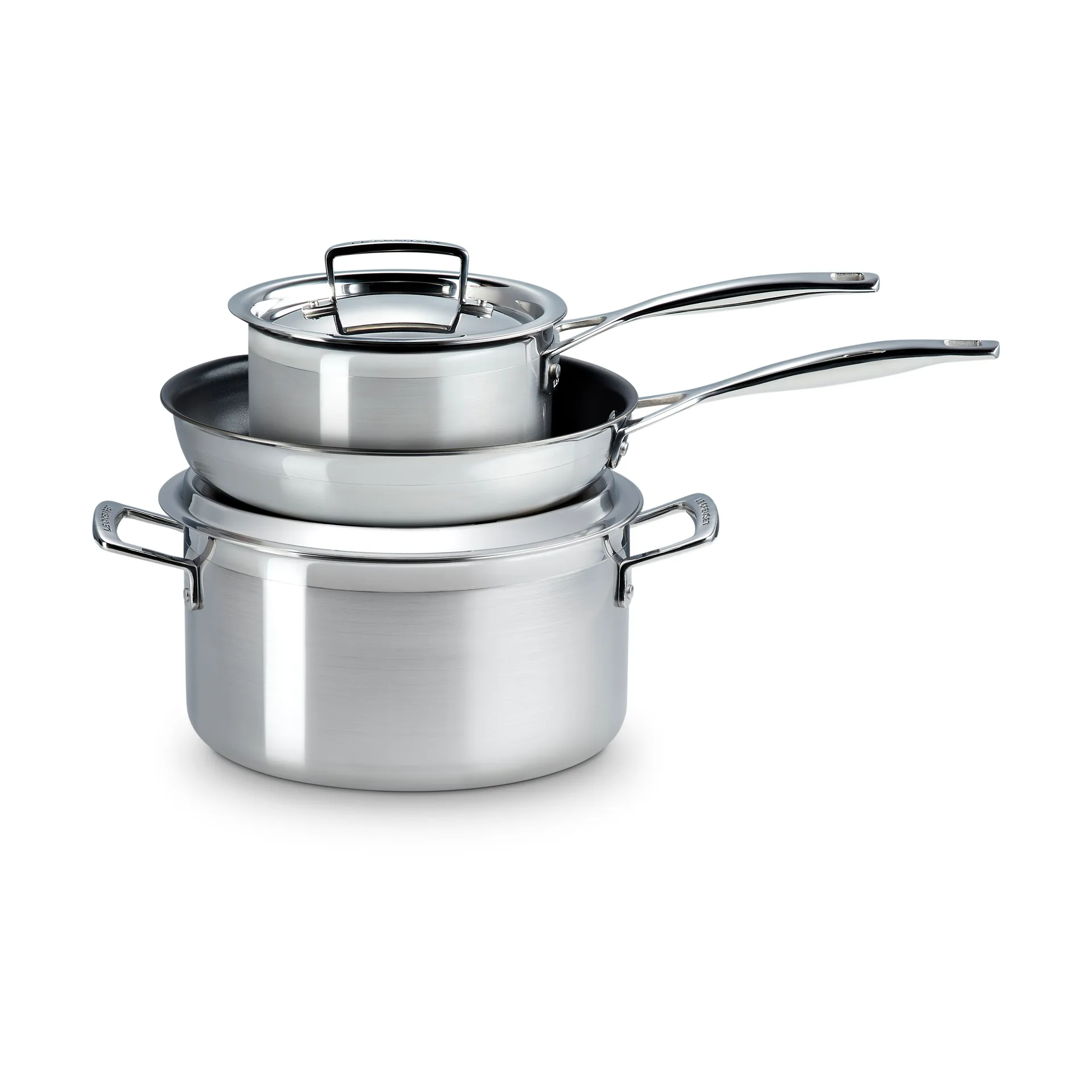 Le Creuset kattila- ja paistinpannusetti, Ruostumatonta terästä, 3 osaa Le Creuset