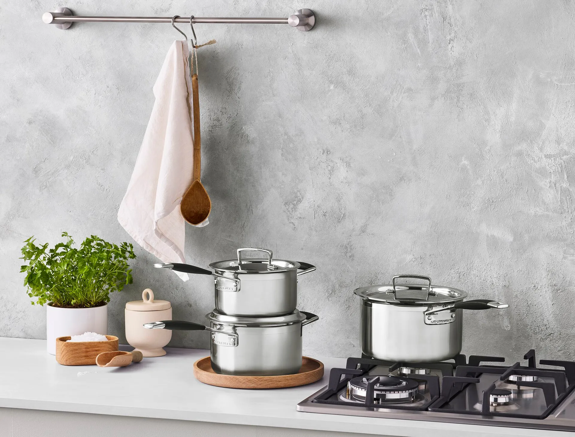 Le Creuset kattilasetti, Ruostumatonta terästä, 3 osaa Le Creuset
