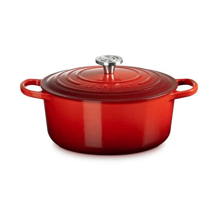 Le Creuset Signature valurautainen pyöreä pata - Kirsikanpunainen, 5,3 l - Le Creuset