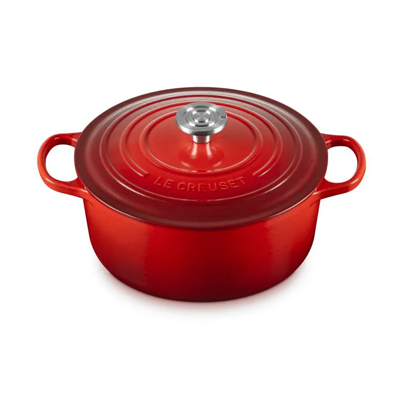 Le Creuset Signature valurautainen pyöreä pata, Kirsikanpunainen, 5,3 l Le Creuset