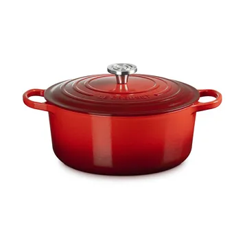Le Creuset Signature valurautainen pyöreä pata - Kirsikanpunainen, 6,7 l - Le Creuset