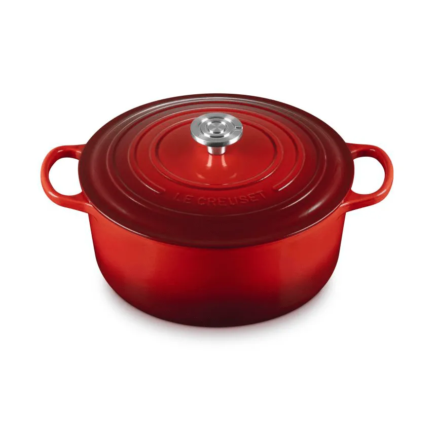 Le Creuset Signature valurautainen pyöreä pata, Kirsikanpunainen, 6,7 l Le Creuset