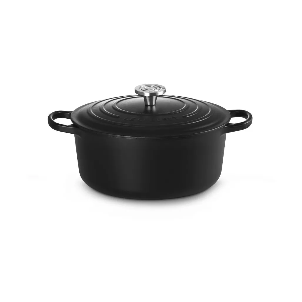 Le Creuset Signature valurautainen pyöreä pata, Matte Black, 6,7 l Le Creuset