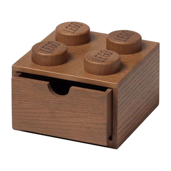 LEGO kirjoituspöytälaatikko 4 puu, Tummapetsattu tammi Lego