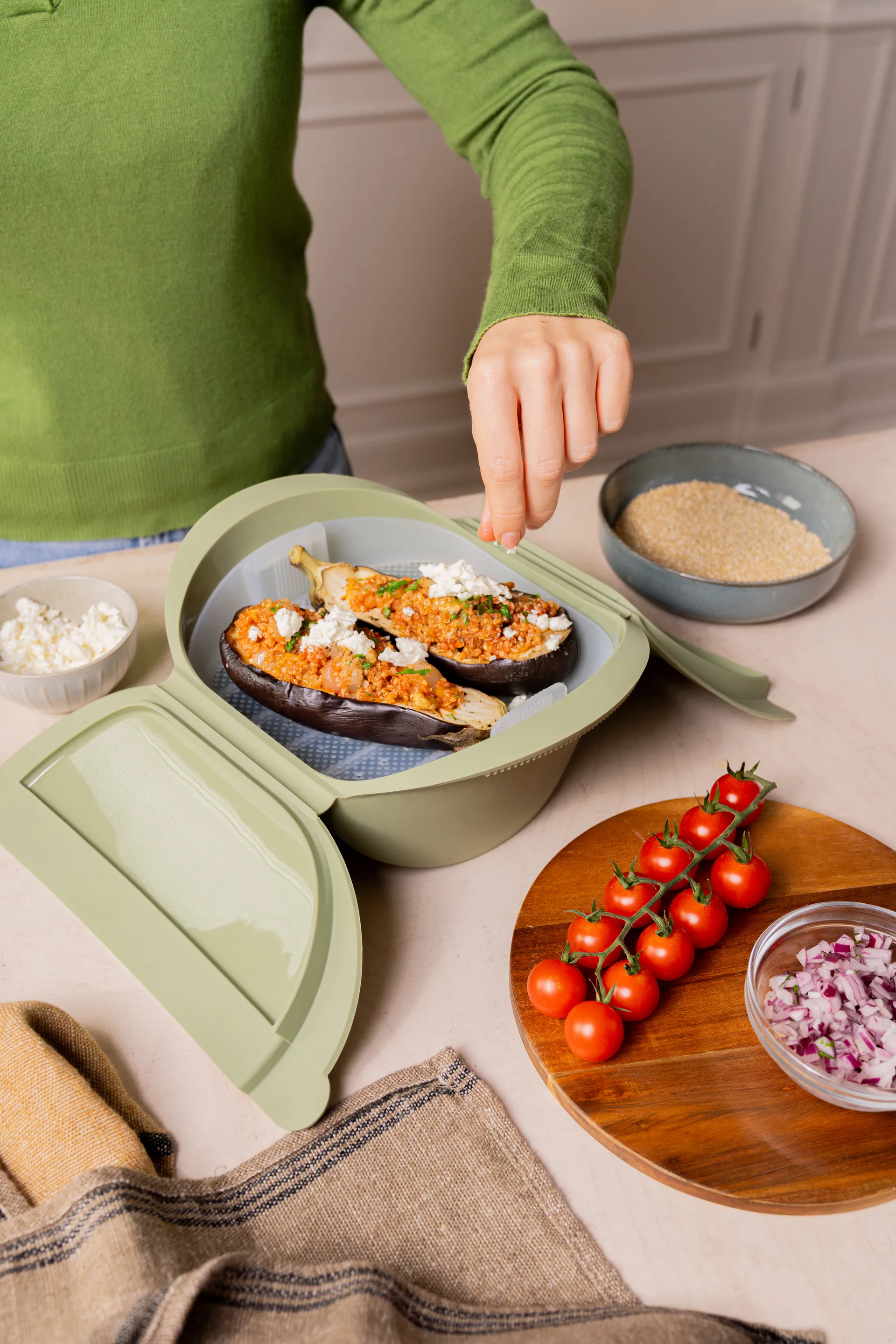 Lékué höyrykeitin, Vihreä, suuri, 4-pack Lékué