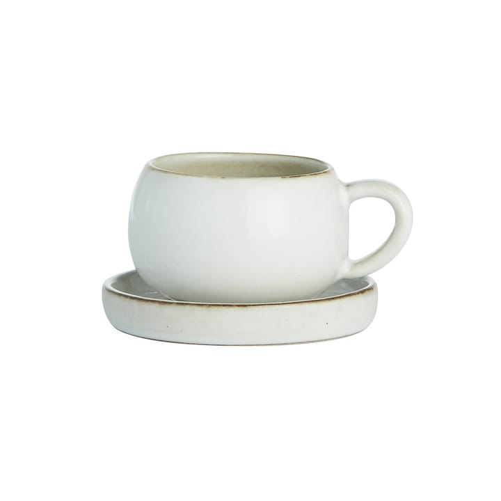 Amera espressokuppi aluslautasella - White sands - Lene Bjerre
