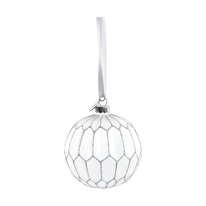 Navina joulukuusenpallo pyöreä Ø 8 cm - White-Silver - Lene Bjerre