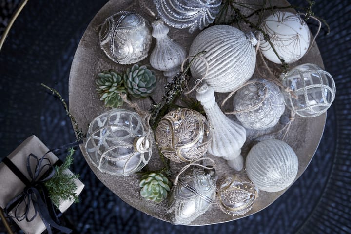 Norille joulukuusenpallo, Ø 8 cm - Antique white-silver - Lene Bjerre