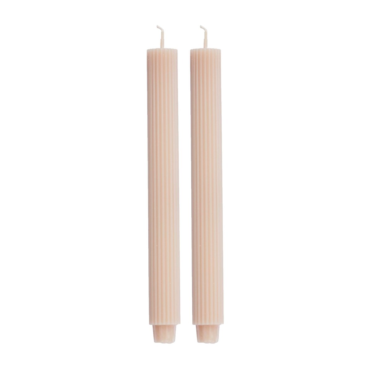Lene Bjerre Ribbat kynttilä 25 cm 2-pakkaus bark | Skandinaavinen Sisustus | Kynttilät | Oranssi