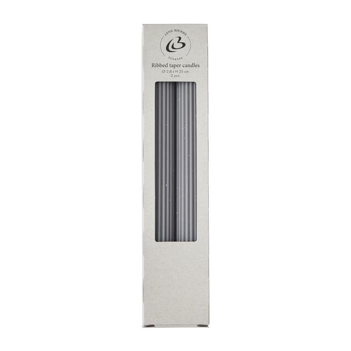 Ribbat kynttilä 25 cm 2-pakkaus - dark grey - Lene Bjerre