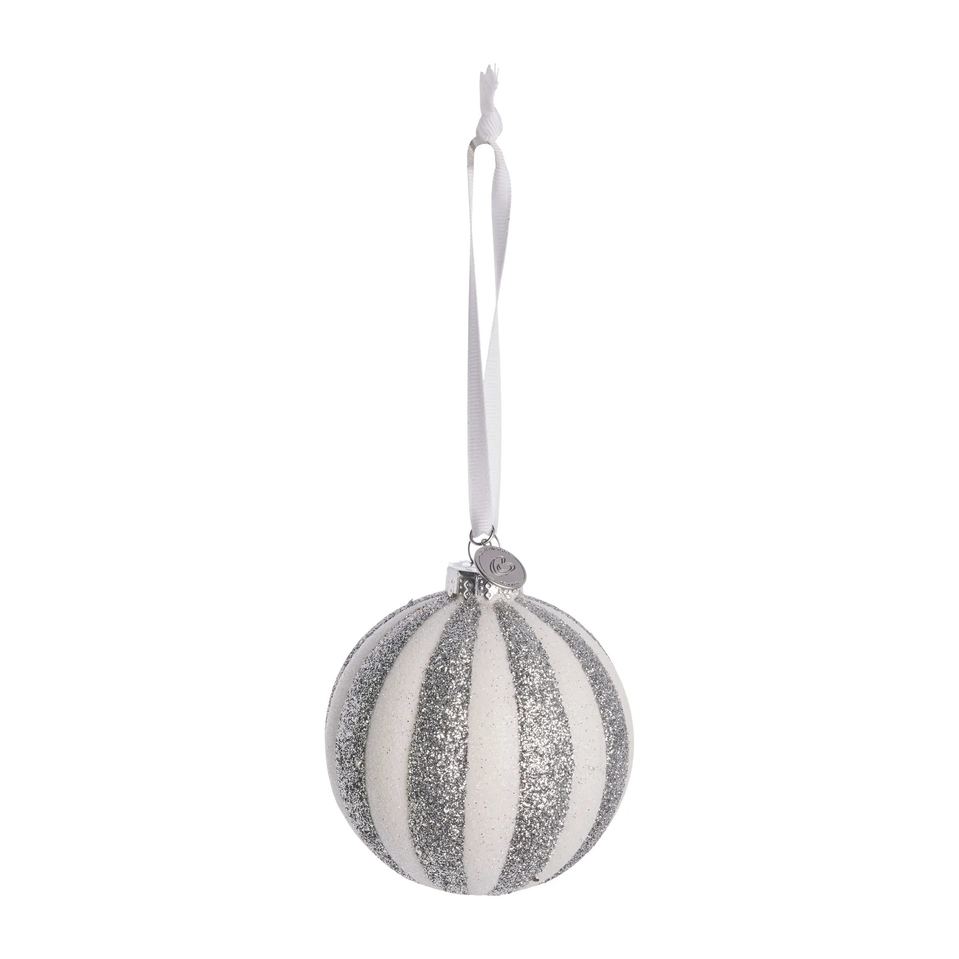 Selvie joulupallo Ø8 cm, white-hopea Lene Bjerre