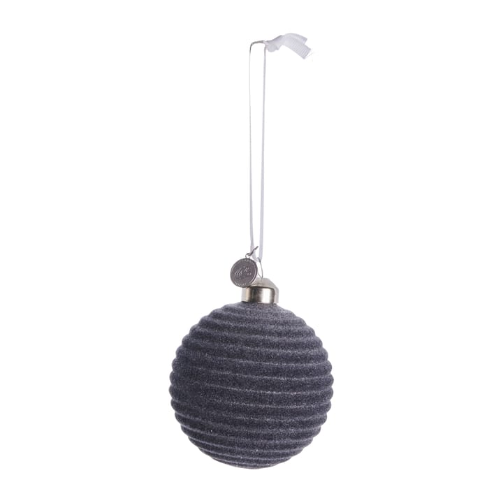 Velvetti joulupallo pitsillä Ø8 cm - dark grey - Lene Bjerre