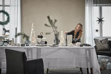 Velvetti joulupallo pitsillä Ø8 cm - dark grey - Lene Bjerre