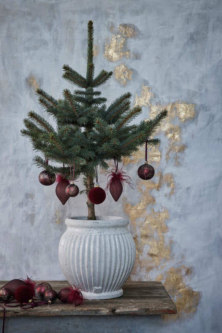 Velvetti joulupallo pitsillä Ø8 cm - pomegranate - Lene Bjerre