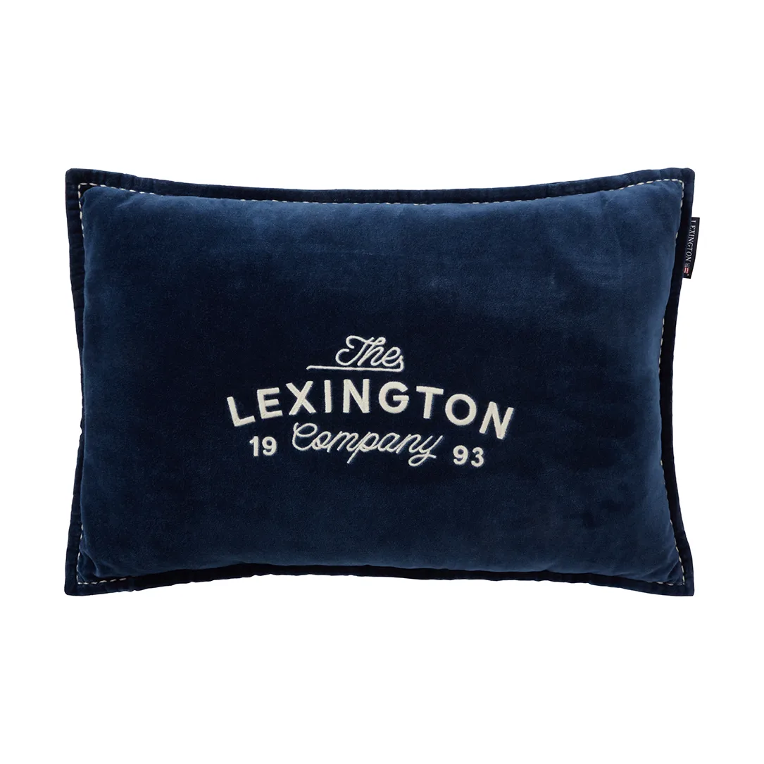 1993 Logo Organic Cotton Velvet tyyny 40x60 cm, Denim blue Lexington