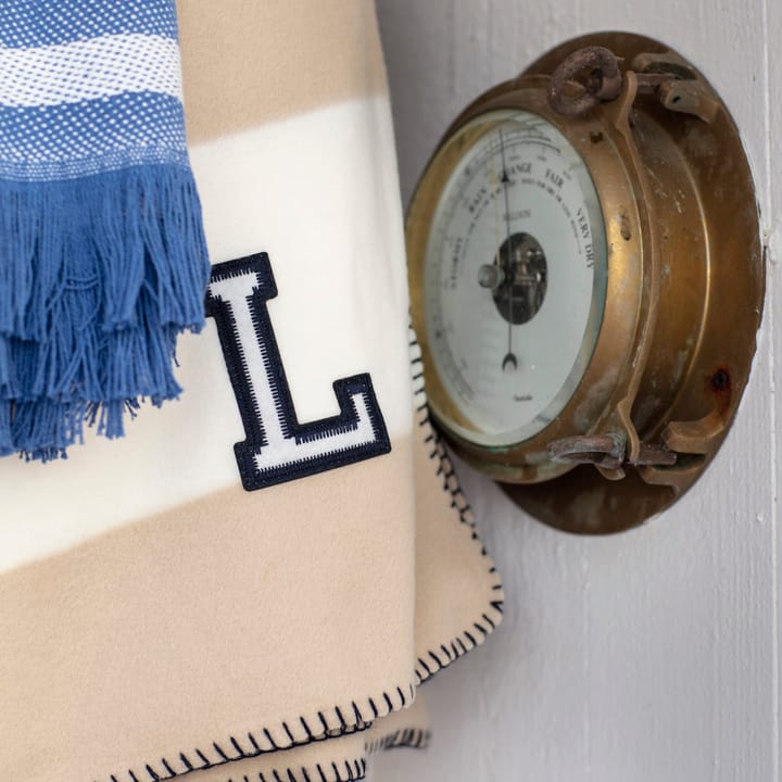 Block Striped Recycled Fleece -viltti 130 x 170 cm - Beige-white - Lexington