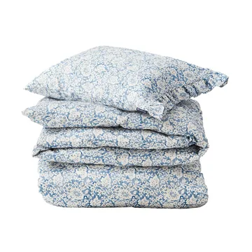 Blue Floral Printed Cotton Sateen vuodevaatesetti - 50x60 cm, 150x210 cm - Lexington