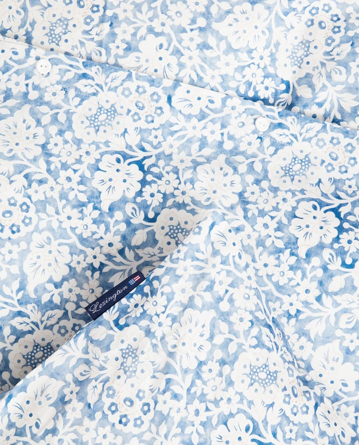Blue Floral Printed Cotton Sateen vuodevaatesetti - 50x60 cm, 150x210 cm - Lexington