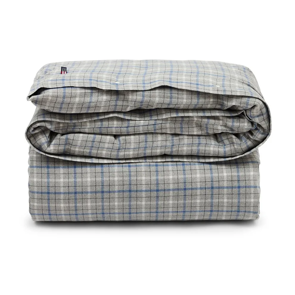Checked Cotton Flannel pussilakana 150x210 cm, Gray-blue Lexington