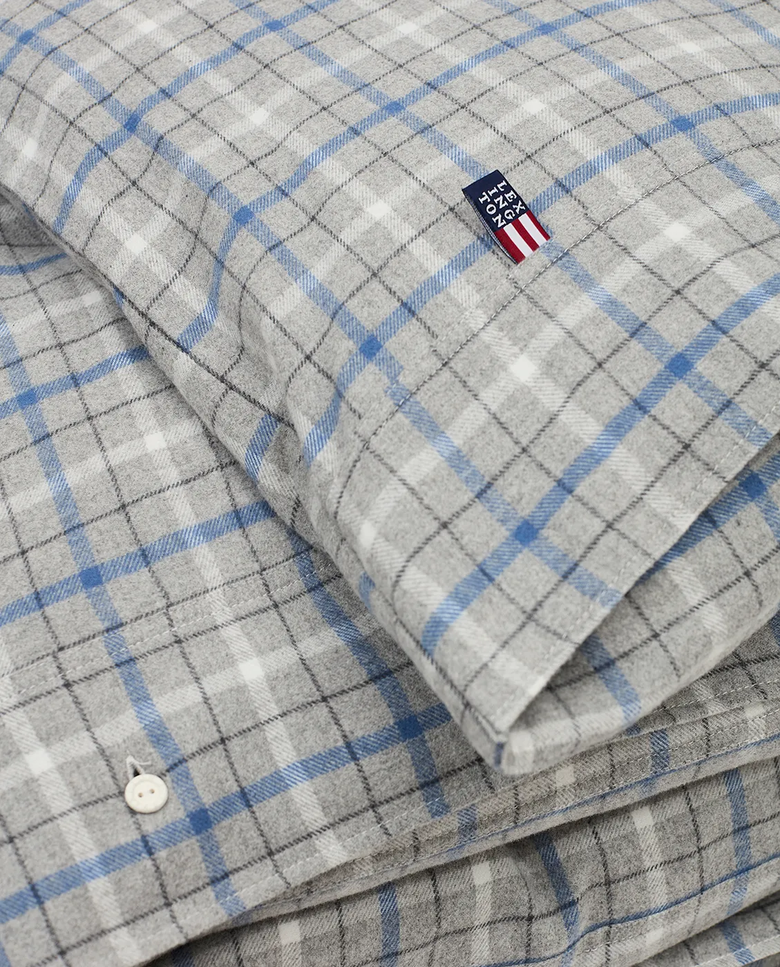 Checked Cotton Flannel pussilakana 150x210 cm, Gray-blue Lexington