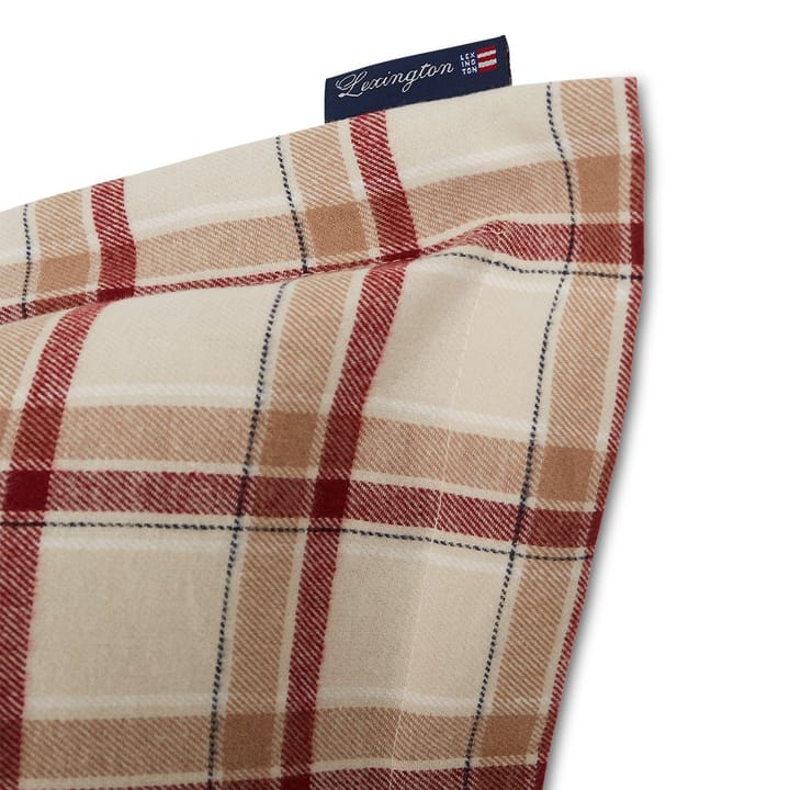 Checked Cotton Flannel -tyynyliina 50x60 cm - Beige-punainen - Lexington