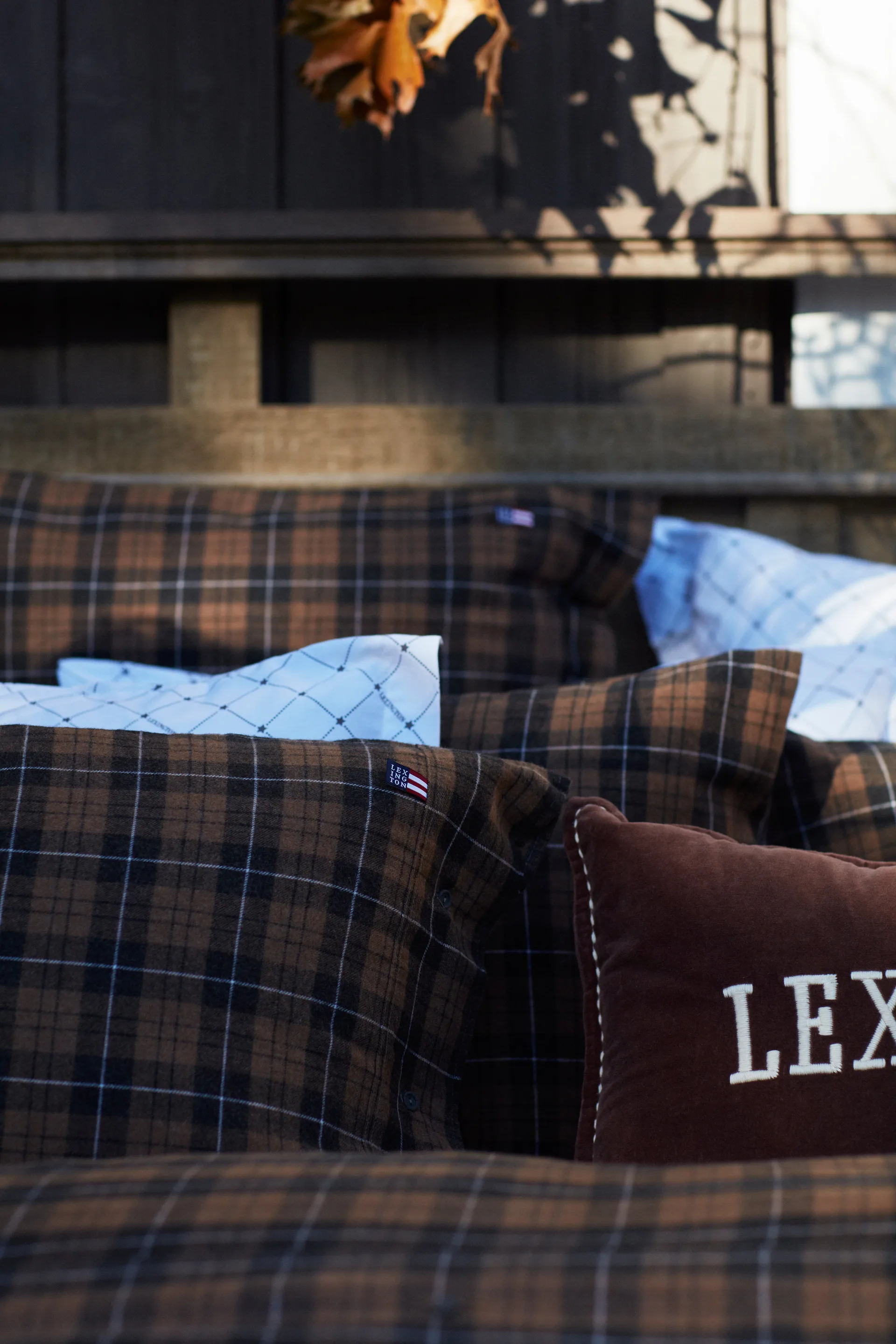 Checked Cotton Flannel -tyynyliina 50x60 cm, Brown-dark gray Lexington