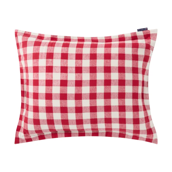 Checked Cotton Flannel -tyynyliina 50x60 cm - Red–light beige - Lexington